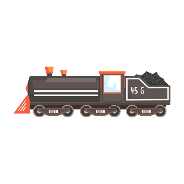 Schwarze Lokomotive. Bunte Cartoon-Illustration — Stockvektor