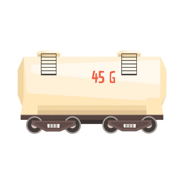 White railroad tank wagon. Colorful cartoon illustration — Stock Vector