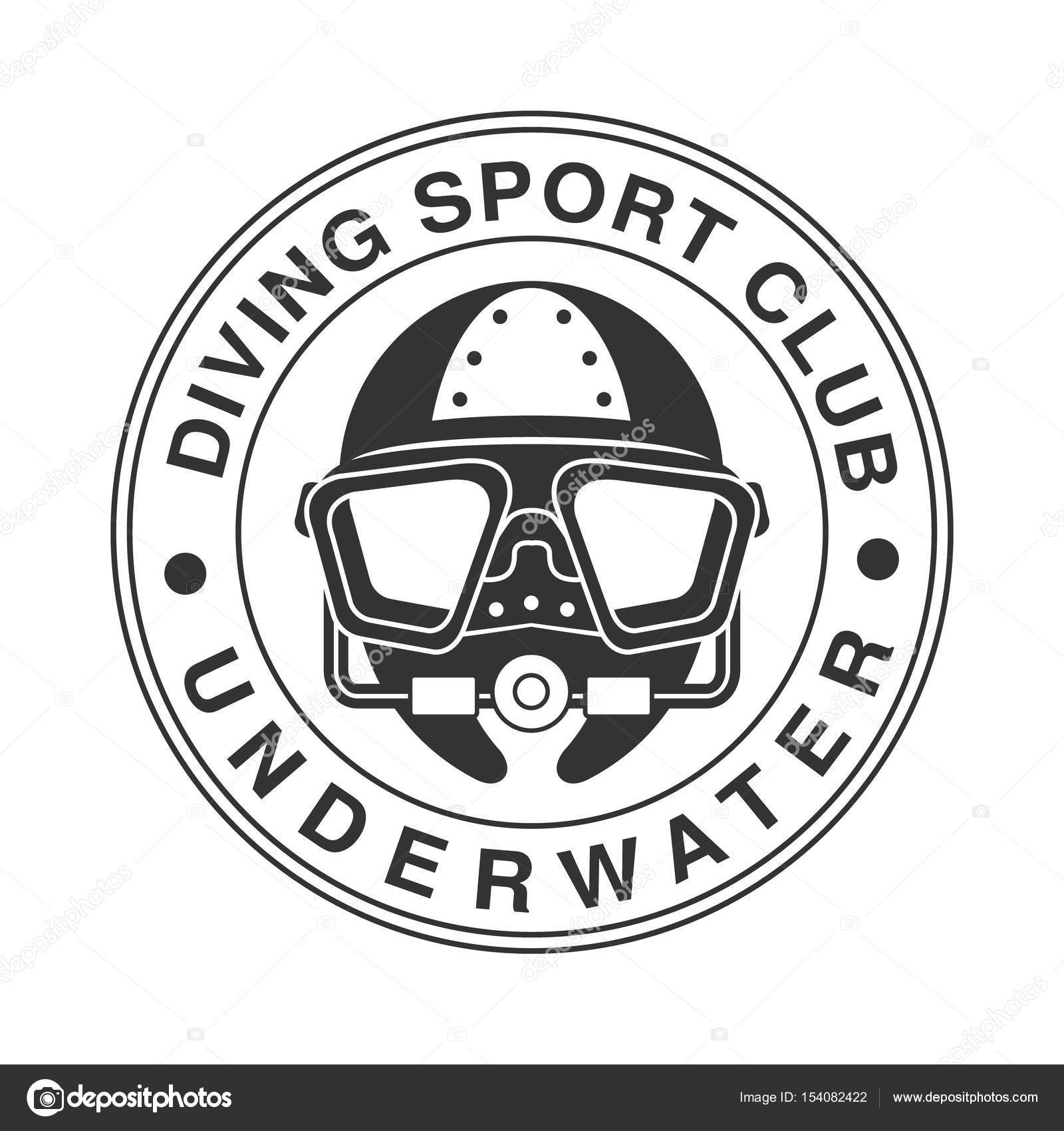 水中ダイビング スポーツ クラブ ビンテージのロゴ 黒と白のベクトル図 ストックベクター C Topvectors