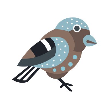 Şirin küçük kuş renkli karikatür karakter vektör çizim