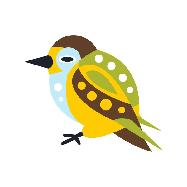 Lindo colorido pájaro personaje de dibujos animados vector Ilustración — Vector de stock