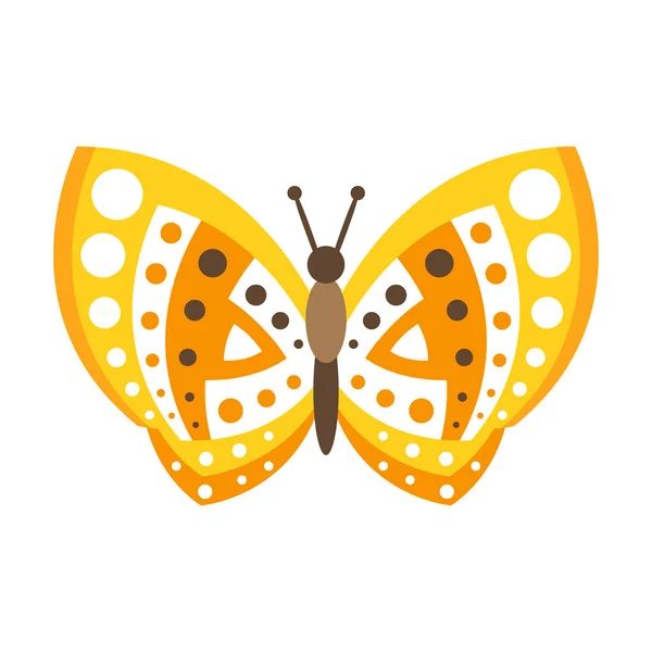 Cute yellow butterfly with open wings colorful cartoon vector Illustration — Stock Vector