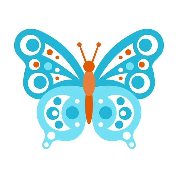 Blue butterfly with open wings vector Illustration — Stock Vector