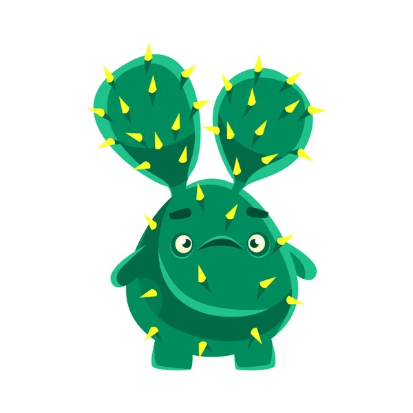 Schattig cactus met een onrustige gezicht. Cartoon emoties karakter vector illustratie — Stockvector