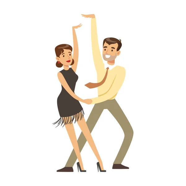 Young couple dancing colorful character vector Illustration — Stock Vector