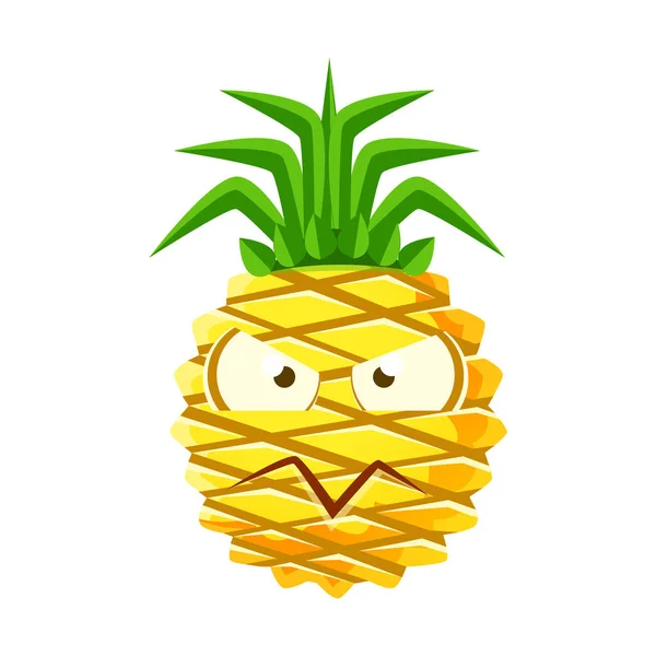 Suspicious pineapple face. Cute cartoon emoji character vector Illustration — Stock Vector