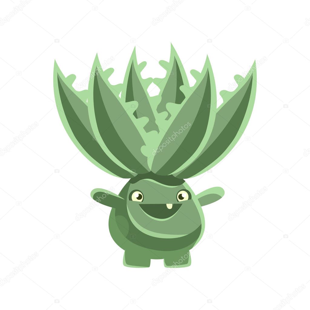 Happy smiling cactus emoji. Cartoon emotions character vector Illustration