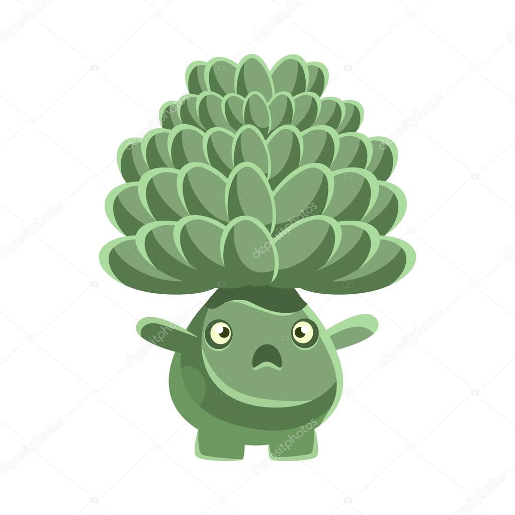 Cute cactus with frightened face. Cartoon vector Illustration