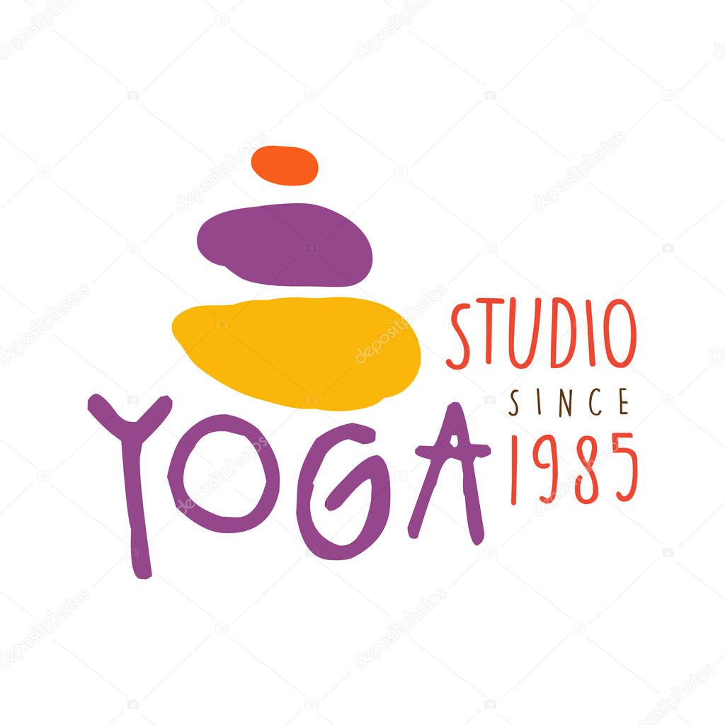 Yoga studio logo, colorful hand drawn vector illustration