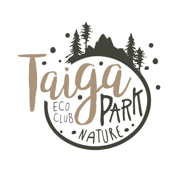 Taiga parco segno promozionale, disegnato a mano vettore Illustrazione — Vettoriale Stock