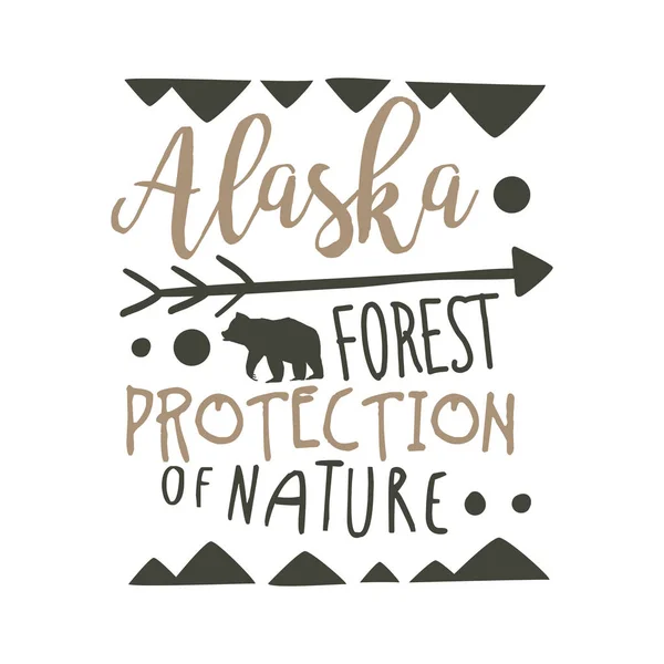 Alaska forest protection of nature design template, handgezeichnete Vektorillustration — Stockvektor