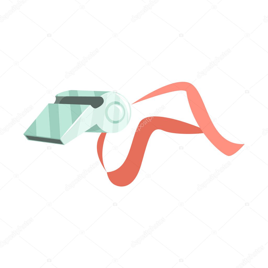 Sport whistle on red lace cartoon vector Illustration
