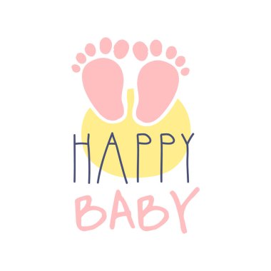 Mutlu bebek logo renkli el çizilmiş vektör çizim