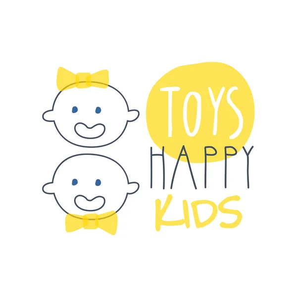 Игрушки счастливые дети логотип красочный ручной рисунок вектор Иллюстрация — стоковый вектор