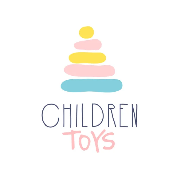 Crianças brinquedos logotipo colorido mão desenhado vetor Ilustração — Vetor de Stock