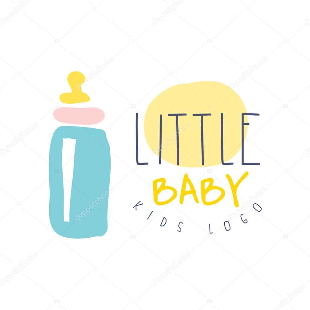 Little baby kids logo colorful hand drawn vector Illustration
