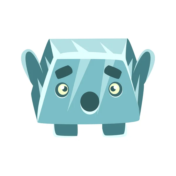 Schattig blauw verrast rock element. Cartoon emoties karakter vector illustratie — Stockvector