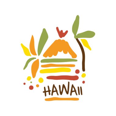 Vektör çizim Hawaii turizm logo şablonu el çekilmiş