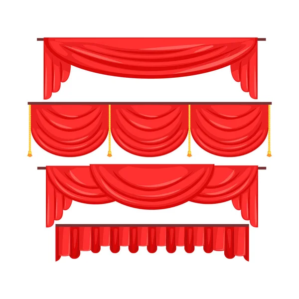 Ensemble de rideaux rouges Pelmet pour vecteur intérieur de théâtre Illustration — Image vectorielle