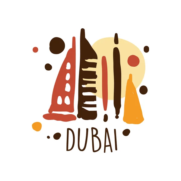 Dubai Tourismus Logo Vorlage Hand gezeichnet Vektor Illustration — Stockvektor