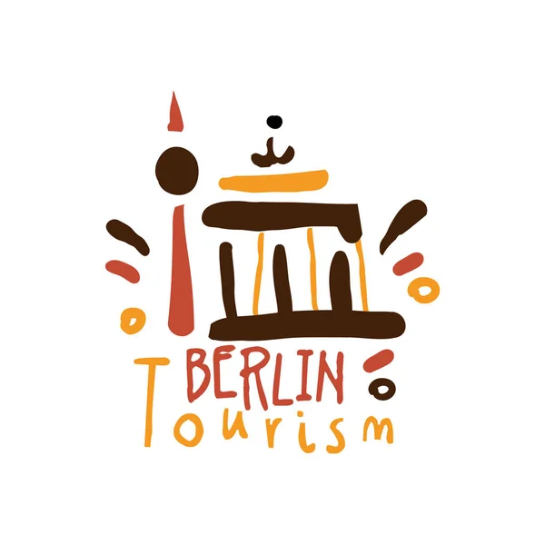 Berlín turismo logo plantilla dibujado a mano vector Ilustración — Vector de stock