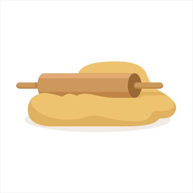 Taze ham hamur ve merdane vektör çizimi