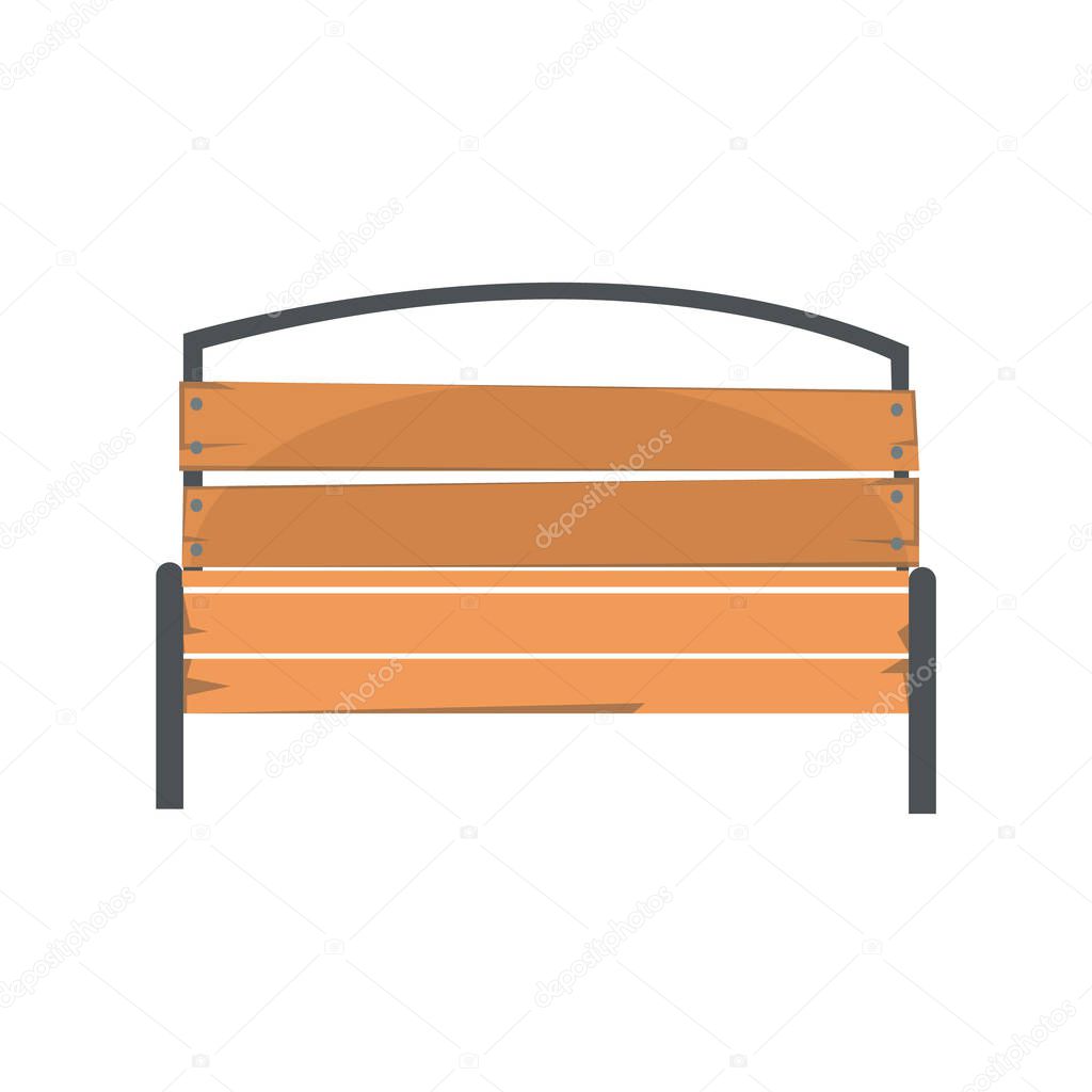 Wooden outdoor bench, urban infrastructure element vector Illustration