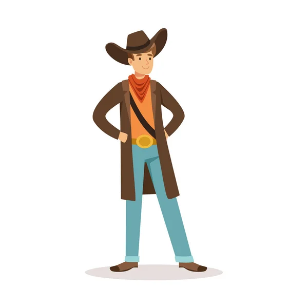 Észak-amerikai cowboy western karikatúra karakter vektoros illusztráció — Stock Vector