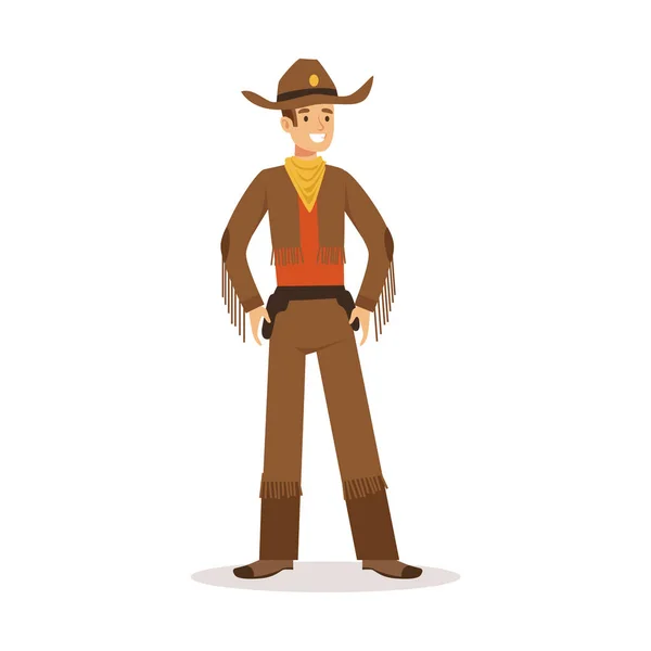 Cowboy-amerikai népviselet nyugati karikatúra karakter vektoros illusztráció — Stock Vector