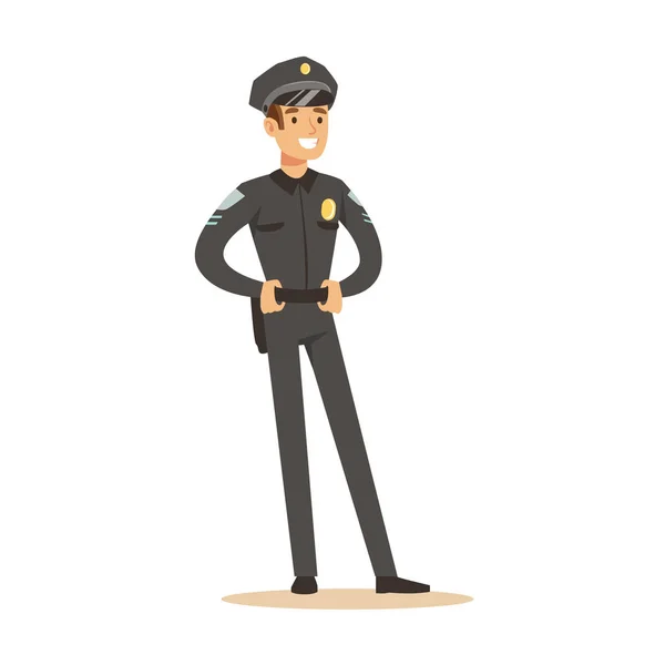 Policía oficial profesión carácter vector Ilustración — Vector de stock