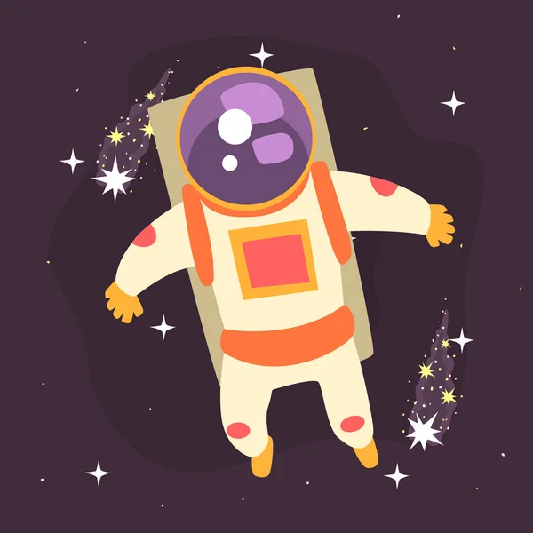 Astronauta flotando por el espacio — Vector de stock