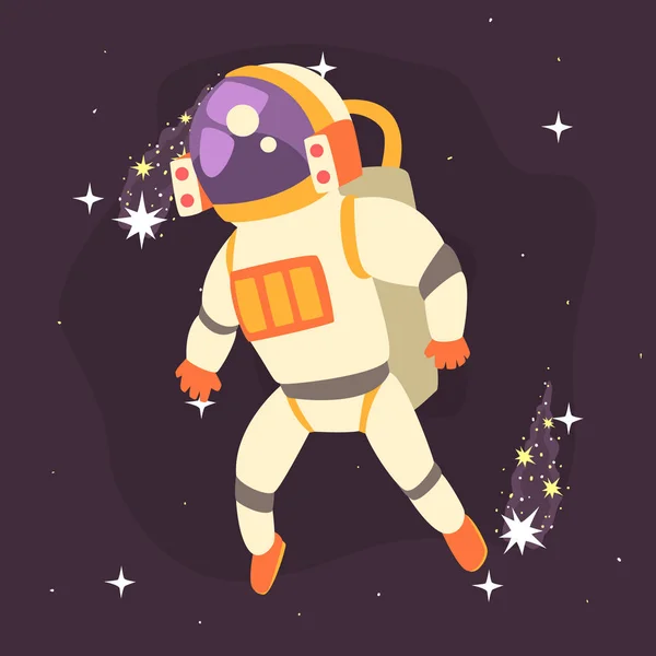 Astronauta en traje espacial trabajando en espacio abierto — Vector de stock