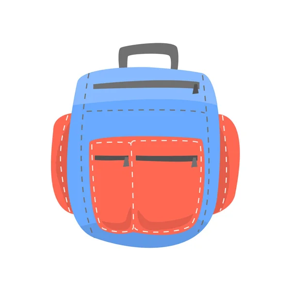 Röd och blå ryggsäck, ryggsäck för skolan eller resa vektor Illustration — Stock vektor