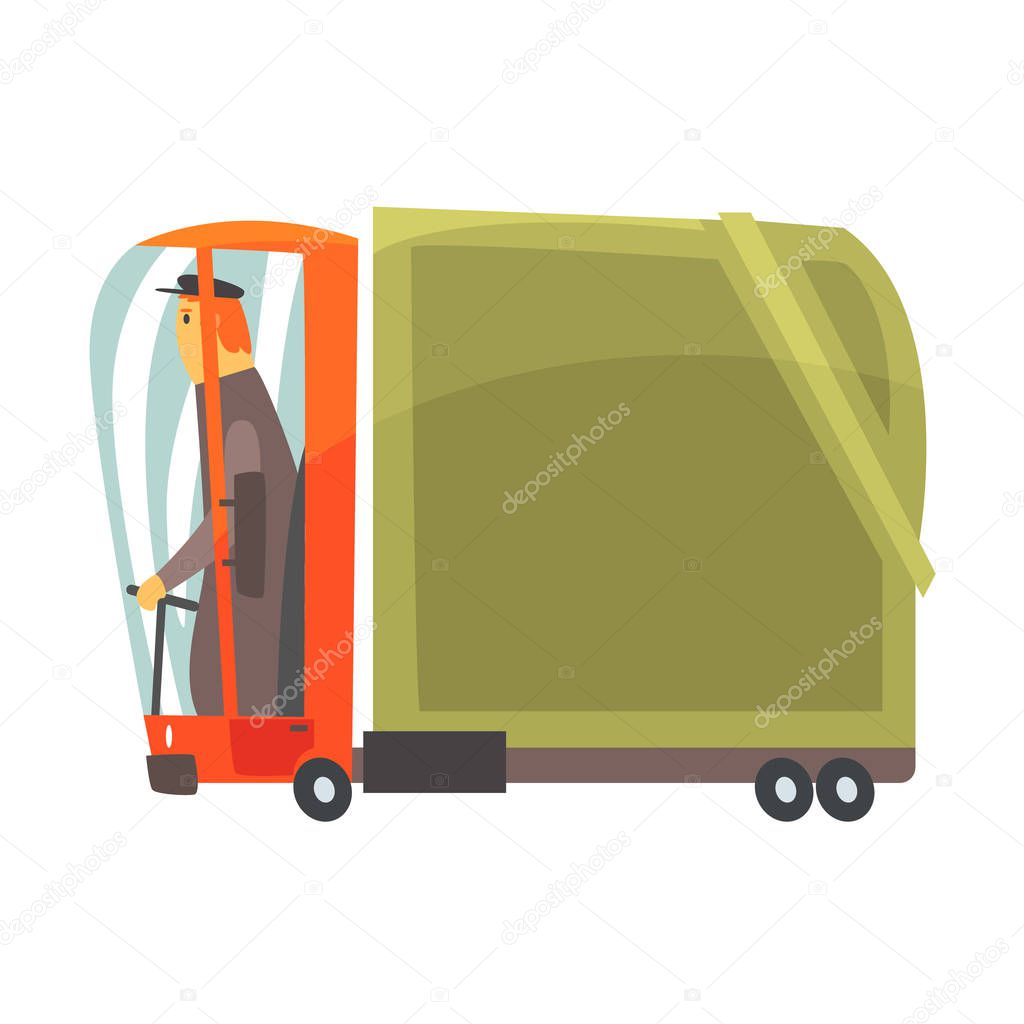 Cartoon american truck, cargo transport vector Illustration