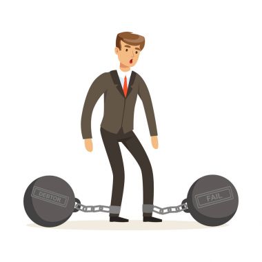 Office işçisi karakter pranga ile vektör çizim