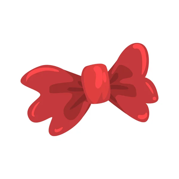 Red bow tie, celebration party symbol cartoon vector Illustration — Stock Vector