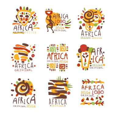 Afrika logosu özgün tasarım. Seyahat Afrika renkli el çizilmiş vektör llustrations