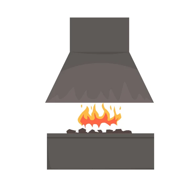 Barbecue-Raucher mit Feuer, Barbecue-Grill, Grill-Vektorillustration — Stockvektor