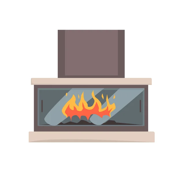 Modern gas or electric fireplace vector Illustration — Stock Vector