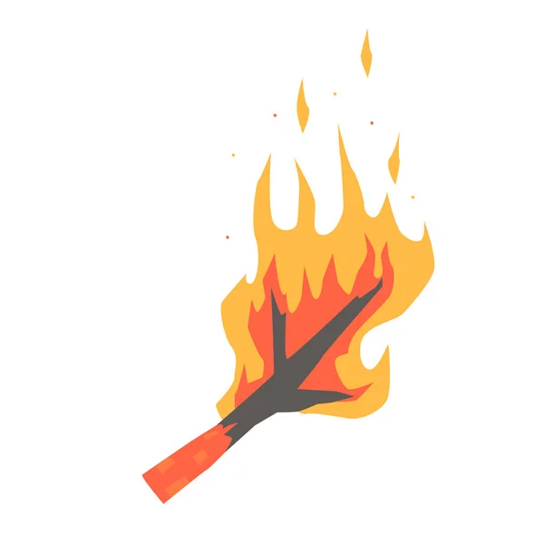 Burning dry branch vector Illustration — Stock Vector