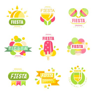 Fiesta logo ayarla, etiketleri için bir tatil renkli vektör çizimler