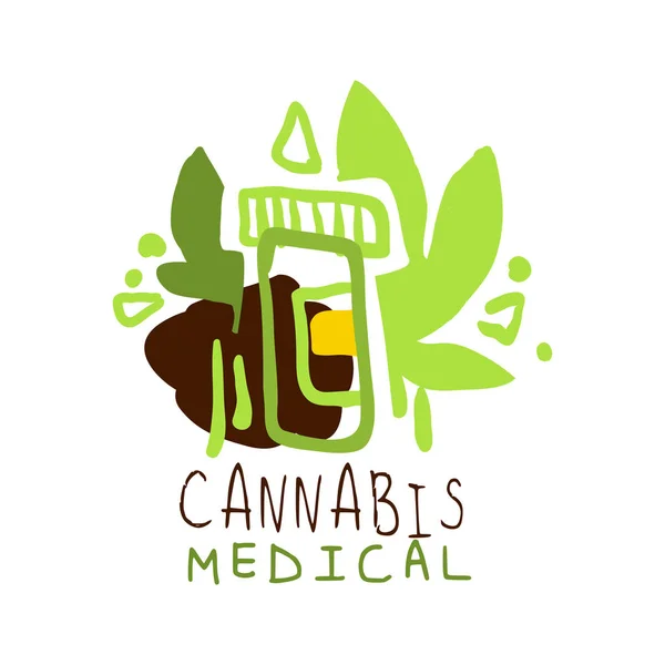 Cannabis medicinska etikett, logo grafisk mall — Stock vektor