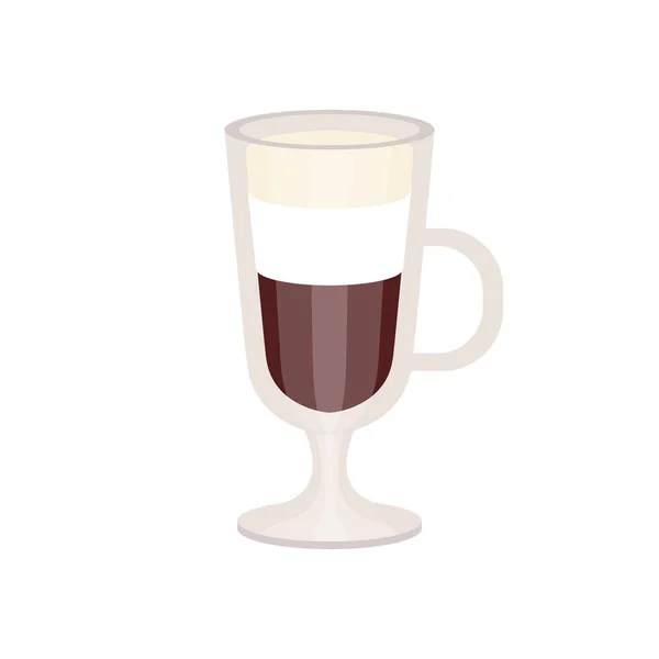 Offee with cream foam in irish coffee mug vector Illustration — Stock Vector