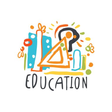 Eğitim, okul logo grafik şablonu için geri