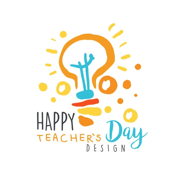 Дизайн лейблу Happy Teachers Day, назад до шкільного логотипу графічний шаблон — стоковий вектор