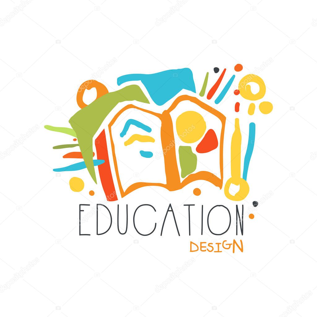 Education label design, back to school logo graphic template