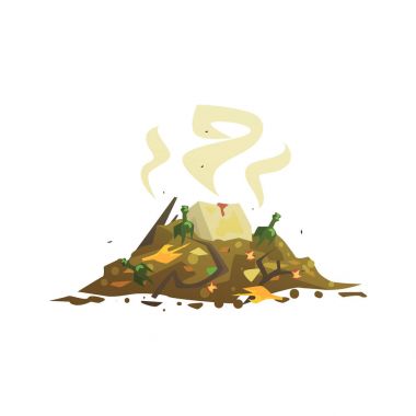 Yığın çöp, atıkların işlenmesi ve kullanımı karikatür vektör şekil bozulması