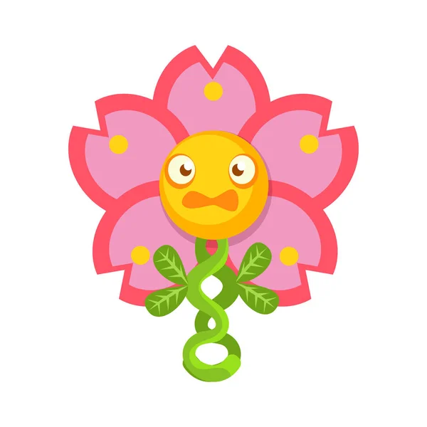 可爱梦幻般的粉红色的花植物特征，自然元素卡通矢量插图我 — 图库矢量图片
