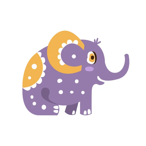 Mignon personnage de dessin animé éléphant assis vue de côté vecteur Illustration — Image vectorielle