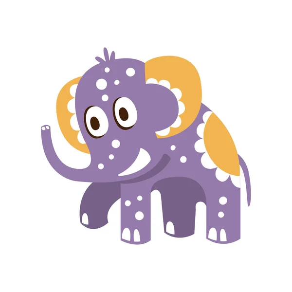 Caricatura adorable bebé elefante personaje posando vector Ilustración — Vector de stock